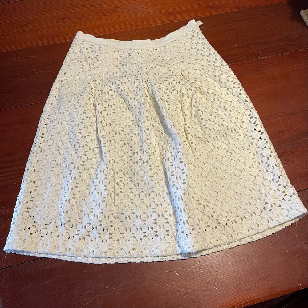 Tory Burch Cream Crochet A-Line Skirt